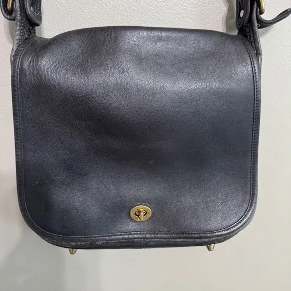 Coach 9525 Vintage Old Stewardess Black Leather Shoulder Bag - Picture 2 of 11